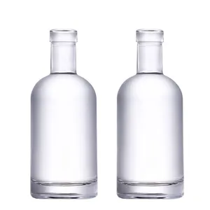 A medida Logo Cierres Forma Miniatura Resellable Vodka Brandy Whisky Super Flint Glass Spirit Botellas de vidrio de alcohol 100ml