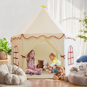 Enfants enfant en bas âge <span class=keywords><strong>Beige</strong></span> coton tissu tente enfants tente intérieur yourte indien <span class=keywords><strong>tipi</strong></span> Pop up Playhouse pour bébé cadeaux de noël - Product Image 5