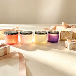 Bougie parfumée en cire de soja avec verre gaufré personnalisé, emballage avec logo privé, bougie aromatique pour la maison, cadeaux d'aromathérapie, vente en gros, décoration intérieure - Product Image 1