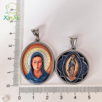 Liontin Oval Mewah dari Baja Anti Karat Berlapis Cat untuk Perhiasan Religius dan Hadiah Doa