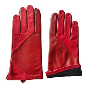 Happy Anpassbare Hochwertige Günstige Rote Farbe Samt futter Fahren Auto Wind dichte Schafs haut Winter Leder handschuhe Mädchen - Product Image 3
