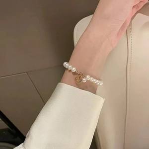 Antique Style Natural Freshwater Pearl <b>Bracelet</b> 5-6mm Round with High Gloss Slightly Flawed Domestic <b>Lucky</b> Charm Decoration - Product Image 4