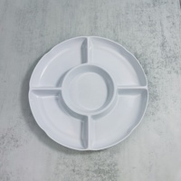 En gros Incassable Blanc Restaurant Mélamine 5 Compartiments Chip Dip Sections Divisé Plaques De Qualité Alimentaire et Sans BPA