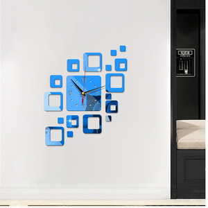 New 2025 thời trang 3D DIY mới lạ thiết kế hiện đại hình vuông 5 màu sắc giá rẻ sticker acrylic gương đồng hồ treo tường - Product Image 5