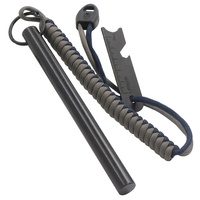 Allume-feu en magnésium 1/2*6 pouces pour camping, bushcraft et survie, avec fer à feu et paracorde tressé