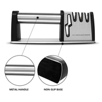 Aiguiseur de couteaux et de ciseaux 4-en-1, gadget de cuisine avec base en acier inoxydable et aiguiseur en céramique diamantée grossière, directement de l'usine