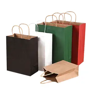 特殊设计无污染定制印刷标志黑棕色工艺纸包装礼品袋带手柄