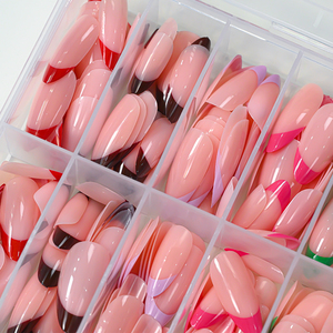 12 grilles, 288 pièces, <span class=keywords><strong>faux</strong></span> ongles en amande française couleur bonbon, ongles à presser à pointe moyenne en forme d'amande, <span class=keywords><strong>faux</strong></span> ongles d'été pour femmes - Product Image 3