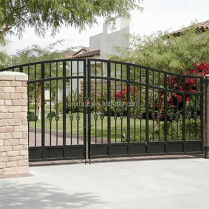 ประตูทางเข้าอลูมิเนียมเคลือบสีดำสำหรับวิลล่า, รั้วทางเข้าบ้านประตูทางเข้าอัตโนมัติ - Product Image 5