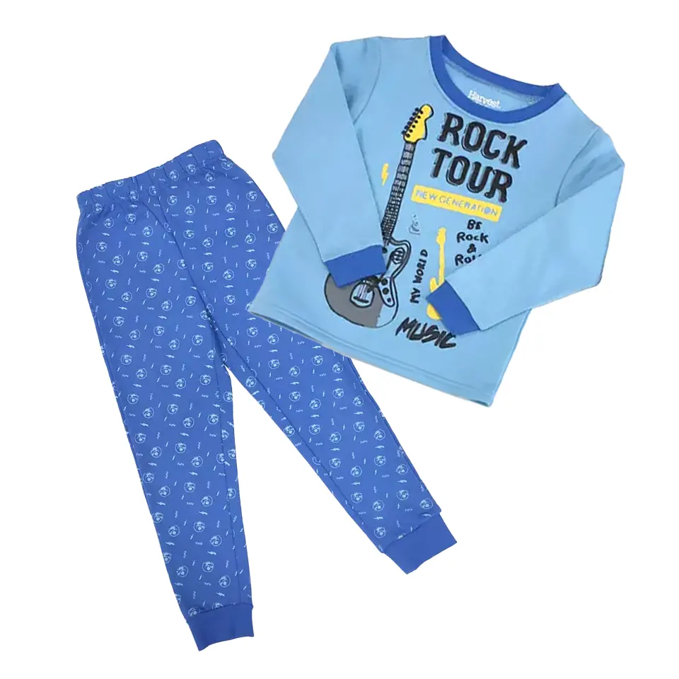 Hot Sale Cartoon Printed Warm Polyester Cotton Cute Children Sleepwear 2 Piece Sets Kids Pajama