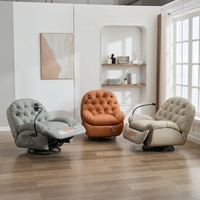 Meubles de salon de loisirs confortables fauteuil inclinable pivotant en cuir de vachette écologique
