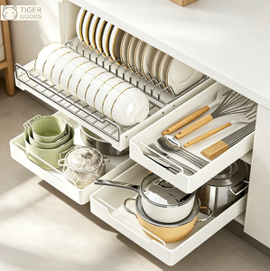 Organisateur de placard multifonctionnel TGYW en acier au carbone américain, design détachable, taille réglable, tiroir <span class=keywords><strong>coulissant</strong></span> pour <span class=keywords><strong>rangement</strong></span> de <span class=keywords><strong>cuisine</strong></span> - Product Image 1