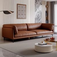 Canapé d'angle moderne en cuir véritable à trois places, style nordique, pour salon d'appartement, idéal pour entrepôt - Technologie italienne simple