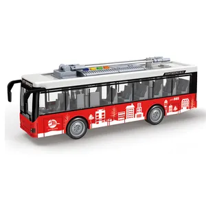 Factory Direct Sale High Quality 1/16 Viewing Bus City Bus ABS Plastic Opening Door With Cool Light & Sound For Kids
