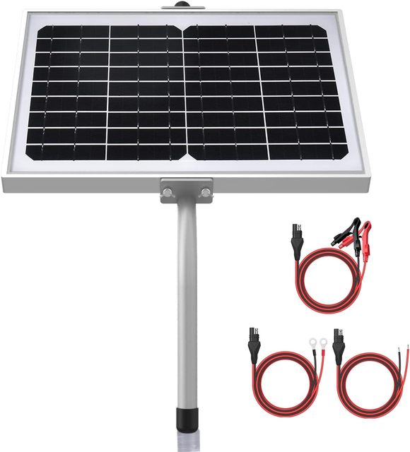 12V 10W Solar Battery Trickle Charger Maintainer, Built-in Smart MPPT Charge Controller, Tubular Mount Bracket