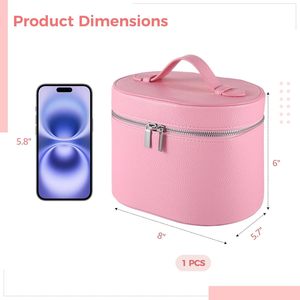 Custom Makeup Bag <b>Small</b> Cosmetic Bag with <b>Mirror</b> Double Layer Zipper Travel Portable Makeup Case Makeup Organizers - Product Image 4