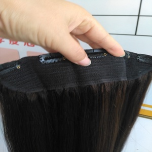 Meilleure vente Extensions de cheveux 100% humains, vraies, naturelles, Remy, une seule pièce, à clipser, lisses, ondulées, double épaisseur - Product Image 1