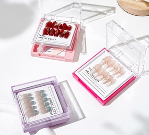 Affichage Portable en plastique solide Double couche pour presse sur les ongles en acrylique Boîtes de rangement carrées pour ongles avec emballage de ruban adhésif - Product Image 1