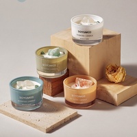 Nouvelle Arrivée Bougie en Verre Infusée de Cristal Faite à la Main et Écologique, Bougie Parfumée en Cire de Soja à Marque Privée pour la Décoration d'Hôtels et de Villas
