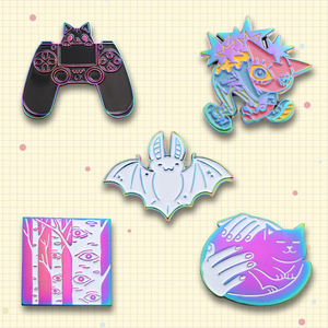 Özel gökkuşağı kaplama emaye pimleri tam Glitter Glow koleksiyonlar için özel sert yumuşak emaye kuş pimleri - Product Image 3