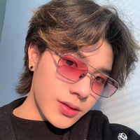 Kacamata Hitam Wanita Gaya Korea 3567 Full Frame Double Beam Blush UV400 Bingkai Sempit Populer di Internet