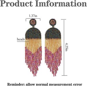 2024 nuevo diseño de moda de verano, pendientes coloridos con cuentas de semillas, pendientes largos bohemios hechos a mano para mujer, gran oferta competitiva - Product Image 4