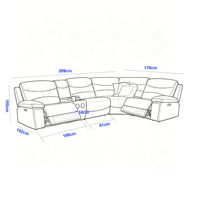Canapé sectionnel inclinable électrique en cuir beige de luxe, canapé modulaire intelligent avec console et haut-parleur Bluetooth pour salon