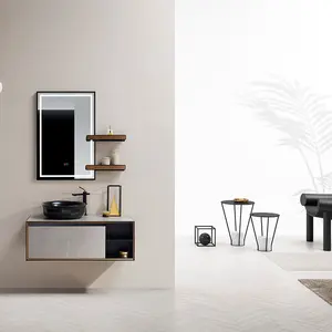 حار بيع الحديثة الأبيض حوض الغسيل مع مجلس الوزراء تخزين الغسيل غرفة بالوعة مغسلة للماء كومبو طقم مكياج الحمام - Product Image 1