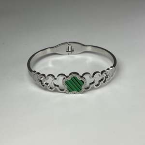 Bracelet tendance en acier inoxydable 316L avec placage or PVD, design durable et résistant, incrustation verte, bijoux décoratifs - Product Image 1