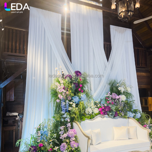 LEDA white <b>square</b> Wedding Decoration Backdrop <b>set</b> Milk silk Curtain Fabric Drapery Valance - Product Image 2