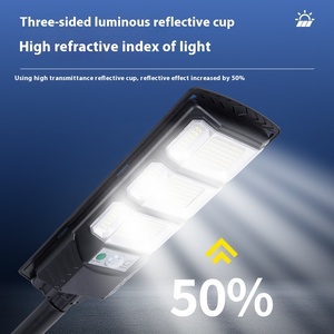 Lampadaires solaires extérieurs étanches avec éclairage de sécurité anti-inondation, télécommande, ABS, pour routes - Product Image 1