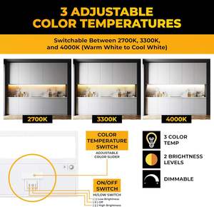 ไฟส่องสว่างในอาคารแบบบางพิเศษสำหรับขายส่ง 3 สี ปรับความสว่างได้ ชาร์จผ่าน USB ไฟ LED เซ็นเซอร์ตรวจจับความเคลื่อนไหวสำหรับตู้ครัว ตู้เสื้อผ้า - Product Image 3