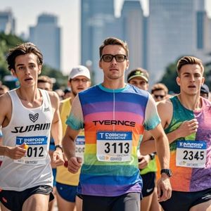 เสื้อยืดแขนสั้นพิมพ์ลายพิมพ์ซับลิเมชันแห้งเร็วเสื้อยืดสำหรับวิ่งมาราธอน5กม. แบบมืออาชีพ - Product Image 1