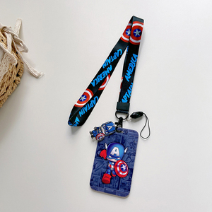 Cartoon Cool <strong>Marvel</strong> Iron Man Captain Spider Man Bat Man <strong>Card</strong> Holder With Pendant Anti-Lost Strap Lanyards ID Badge <strong>Cards</strong> Cover - Product Image 5