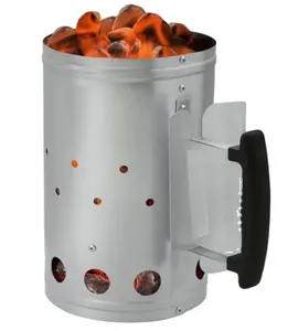 Démarreur de feu de cheminée à charbon de barbecue en acier inoxydable, accessoires de briquet à charbon avec poignée sûre