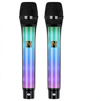 Microphone Karaoké Portable Sans Fil 2.4G GAM-RGB100 avec Lumières LED RGB et Réduction de Bruit pour KTV à Domicile, Fêtes et Streaming en Direct Mobile