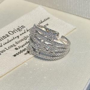 แหวนเงินแท้ S925 ดีไซน์เรียบหรู สไตล์ฝรั่งเศส วินเทจ ยุคกลาง ประดับเพชรซิคอน รูปดาวตก แหวนปรับขนาดได้ - Product Image 5
