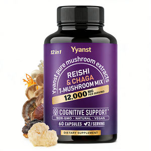 Private Label 12-in-1 Reishi Chaga 7-Mushroom Mix Capsules for Adult Memory Energy Support Pure Mushroom Extracts Health Food - Product Image 1