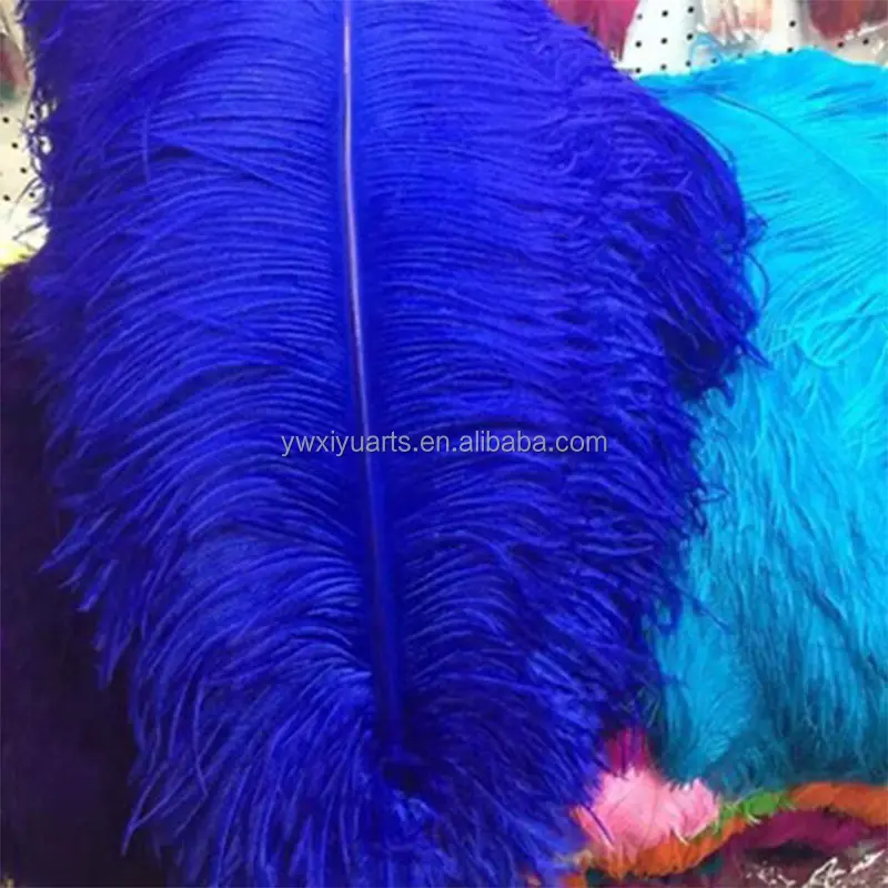 Plumas esponjosas de avestruz, plumaje grande azul real de alta calidad, 60-80 cm, venta al por mayor