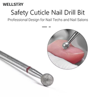 WELLSTRY Embouts de polissage professionnels pour manucure et pédicure, forme de boule en diamant, 3/32'', boîte d'embouts pour ongles, usage adulte