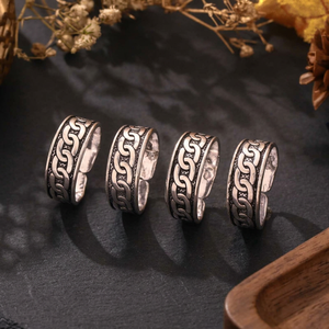Anillo de Pie Elegante para Mujer, Estilo Antiguo, Plateado, Indio, Moderno, Accesorio con Estilo - Product Image 3
