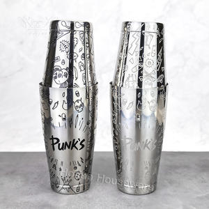 Dragon Loong gravé personnalisé 18oz/28oz barman Cocktail secouant l'outil étain sur l'étain boîtes pondérées en acier inoxydable Boston <span class=keywords><strong>Shaker</strong></span> - Product Image 4
