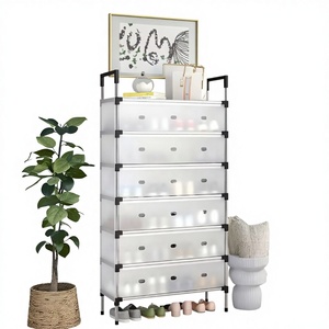 Vente en gros d'usine Étagère à <span class=keywords><strong>chaussures</strong></span> en métal à 3 niveaux avec housse anti-poussière Étagère de <span class=keywords><strong>rangement</strong></span> pour <span class=keywords><strong>chaussures</strong></span> <span class=keywords><strong>Support</strong></span> d'étagère à <span class=keywords><strong>chaussures</strong></span> pour placard, entrée, salon - Product Image 2