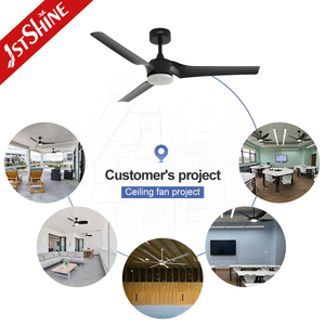 1stshine LED ventilador de techo 220V diseño simple alto flujo de aire negro aspas de plástico ventilador de techo con luz - Product Image 5