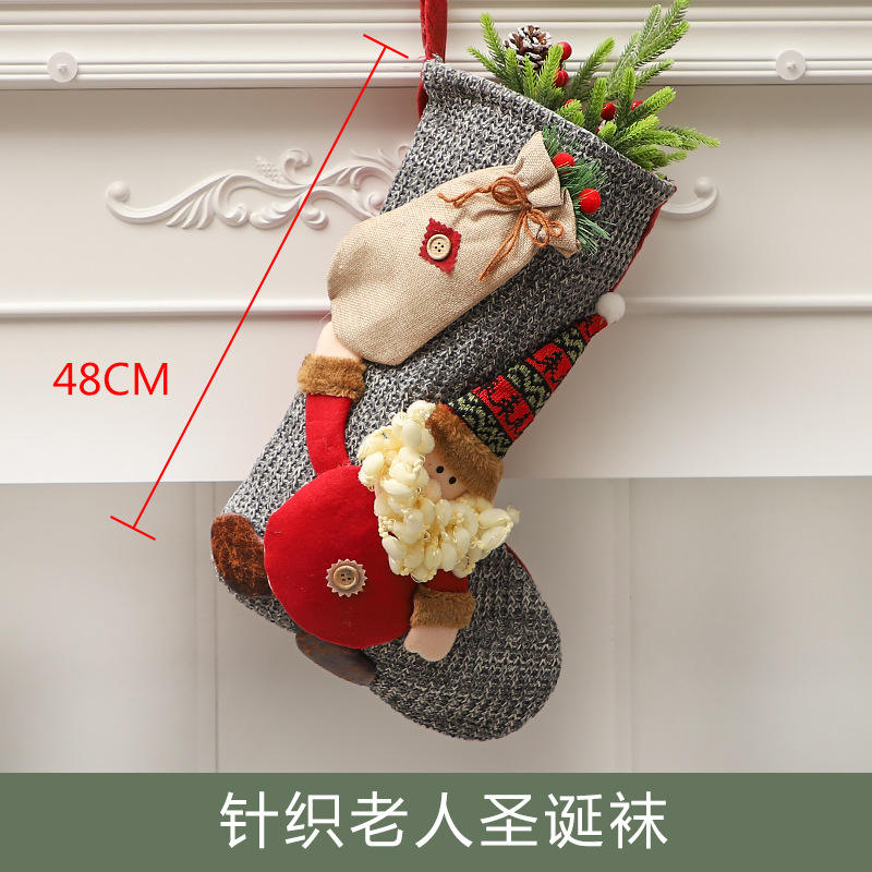 Knitted elderly Christmas stockings