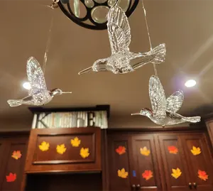 Oiseaux volants en cristal acrylique suspendus transparents chauds pour les mariages décorations de noël pendentif ornement de plafond