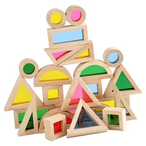 Legno edificio caleidoscopio blocchi di montaggio per i più piccoli finestra blocchi arcobaleno di apprendimento prescolare giocattoli educativi per i bambini