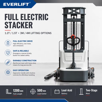 Transpalette Électrique EverLIFT 1500 kg, Chariot Élévateur Contrepoids à Conduite Manuelle, Batterie Plomb-Acide, Machine de Levage Robuste