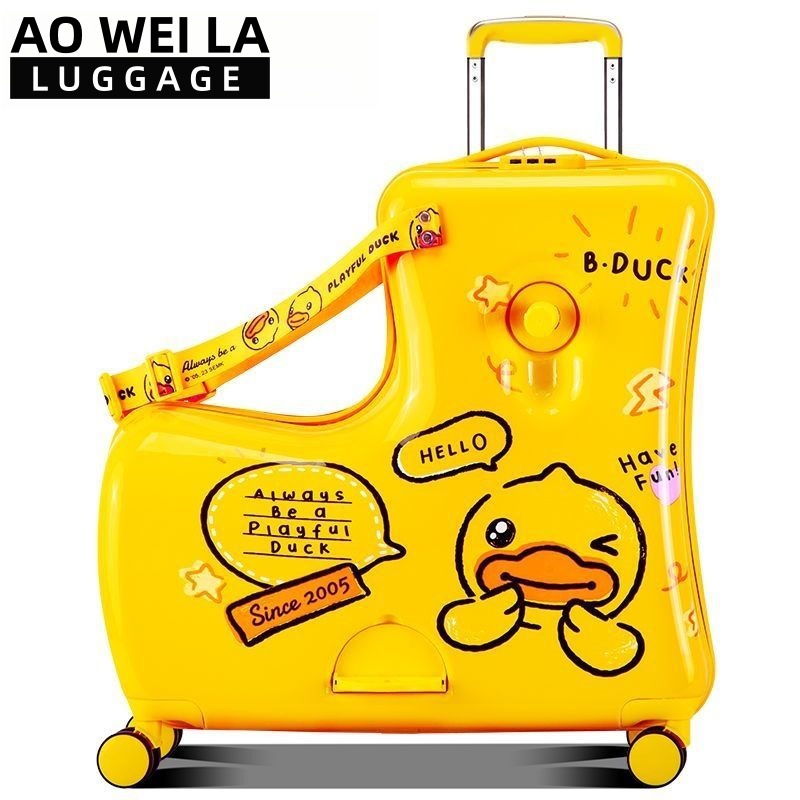 Boîte d'équitation pliable et amusante en forme de cheval de Troie, canard jaune