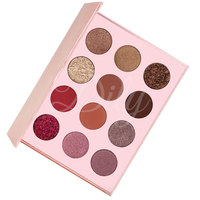 Palette de fards à paupières pressés personnalisée à marque privée, 12 couleurs, fard à paupières pressé hautement pigmenté